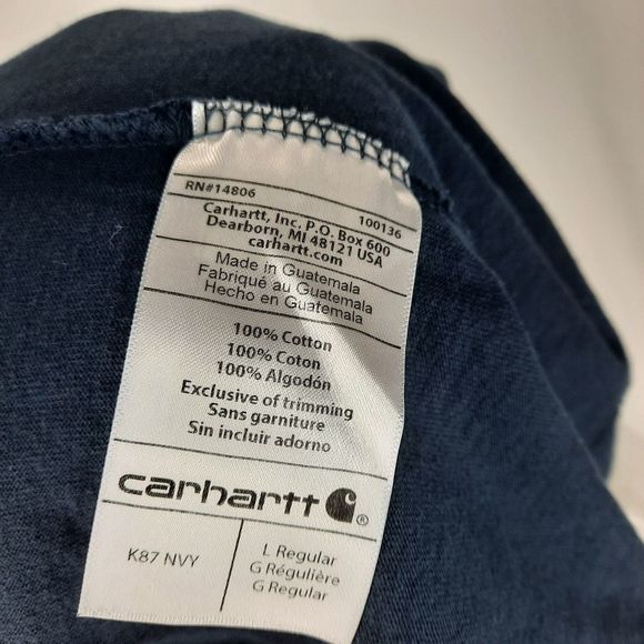Carhartt navy tee short sleeve t-shirt logo pocket men's size Large original fit - Picture 8 of 9
